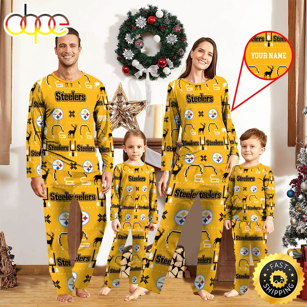 Sportswearmerch Pittsburgh Steelers NFL Personalized Pajamas Family For Fan