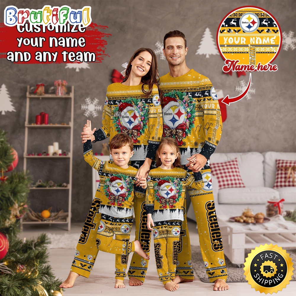 Sportswearmerch Pittsburgh Steelers NFL Personalized Pajamas Family For Fan