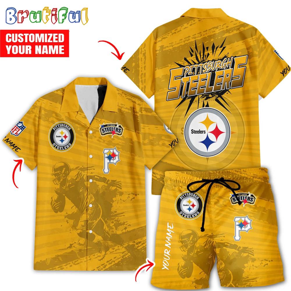 Sportswearmerch Pittsburgh Steelers NFL Personalized Set Short Set For Fan