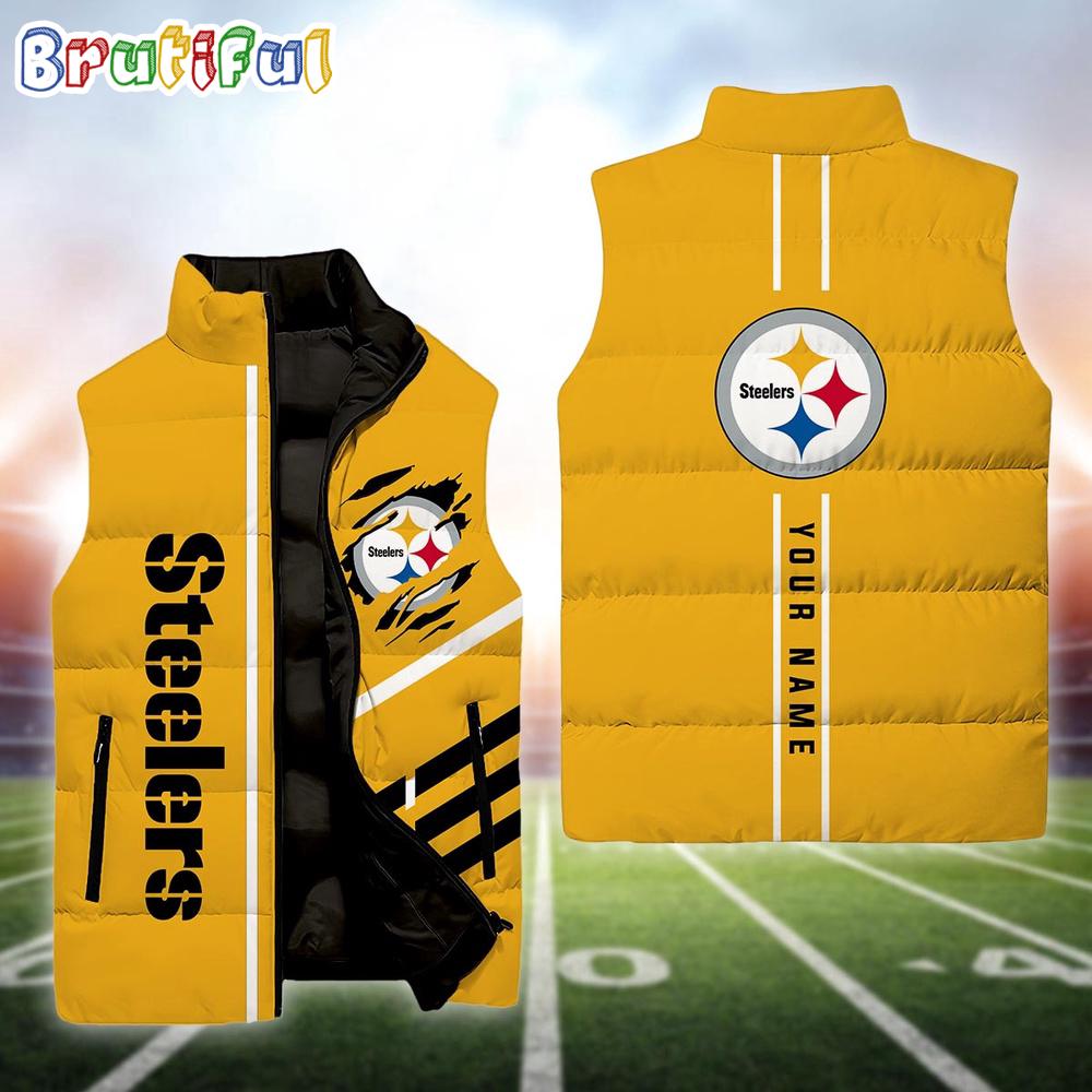 Sportswearmerch Pittsburgh Steelers NFL Personalized Sleeveless Down Puffer Jacket For Fan