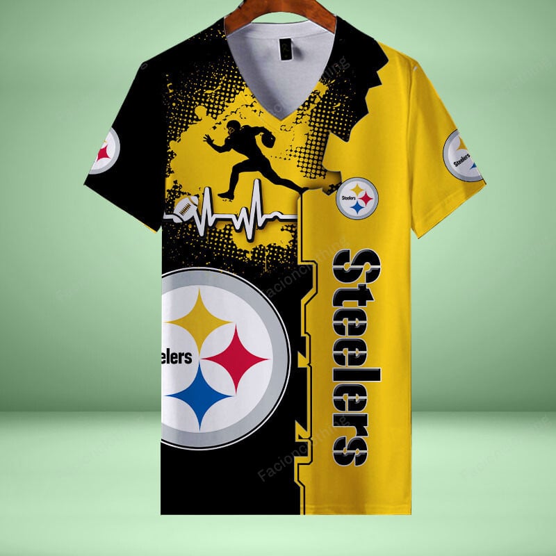 Sportswearmerch Pittsburgh Steelers NFL Personalized V-neck Women T-shirt For Fan