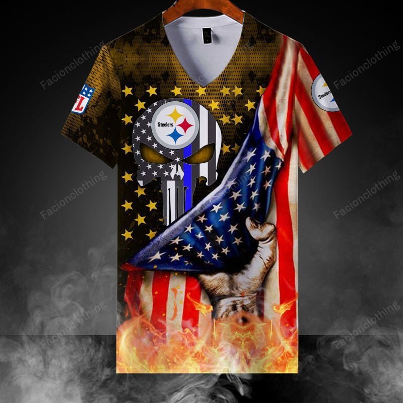 Sportswearmerch Pittsburgh Steelers NFL Personalized V-neck Women T-shirt For Fan