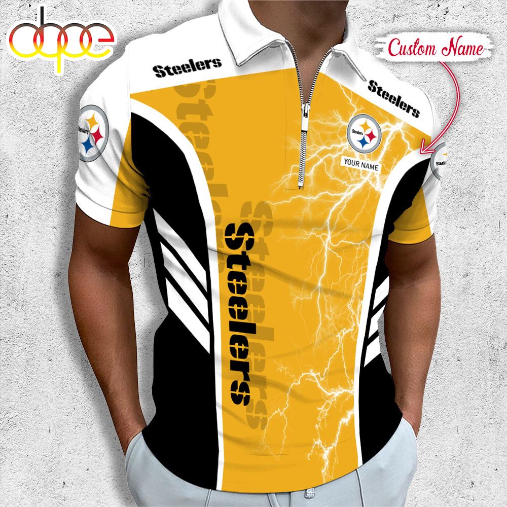 Sportswearmerch Pittsburgh Steelers NFL Personalized Zip Polo Shirt For Fan