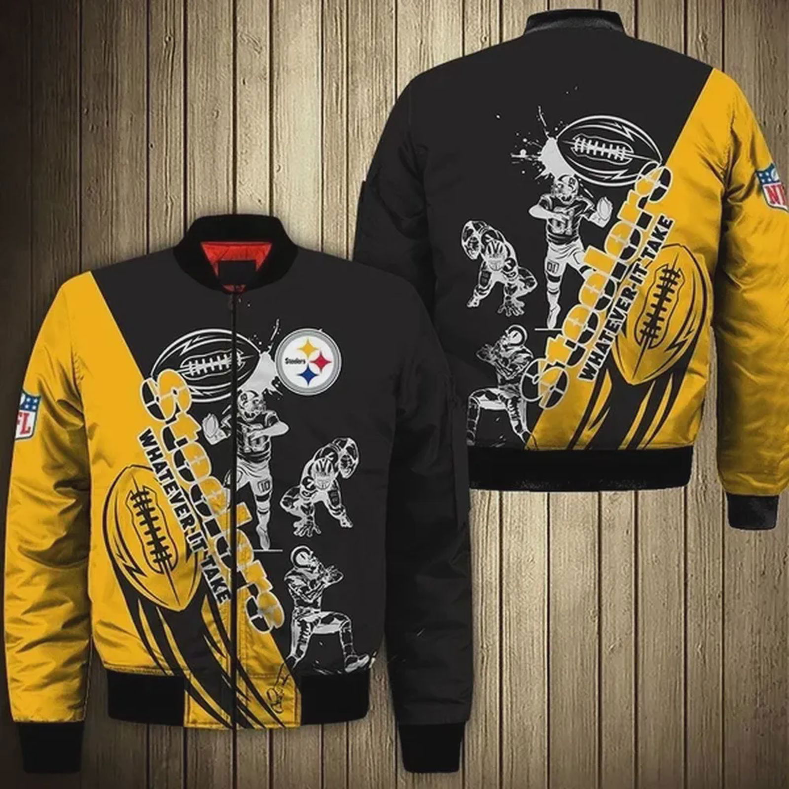 Sportswearmerch Pittsburgh Steelers NFL Players Pattern Bomber Jacket For Fan