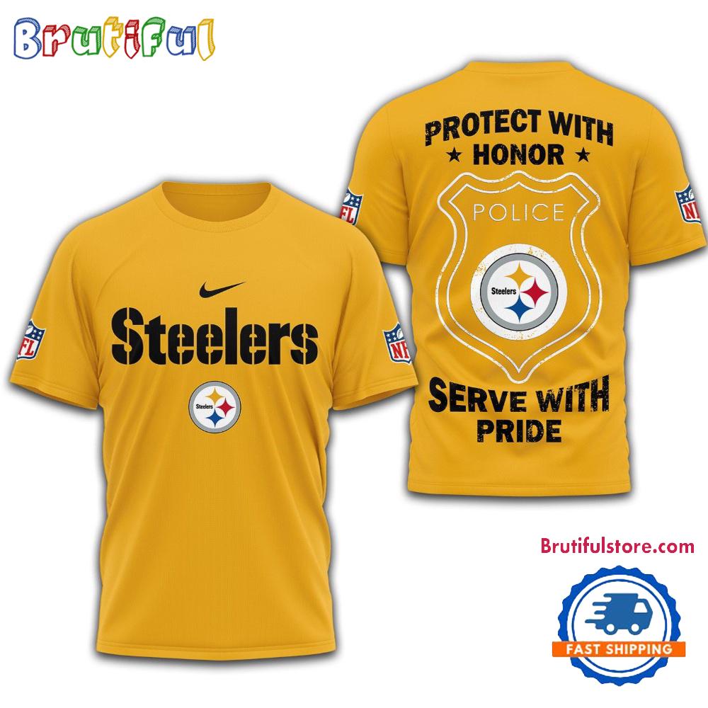 Sportswearmerch Pittsburgh Steelers NFL Protech With Honor Police T-shirt For Fan