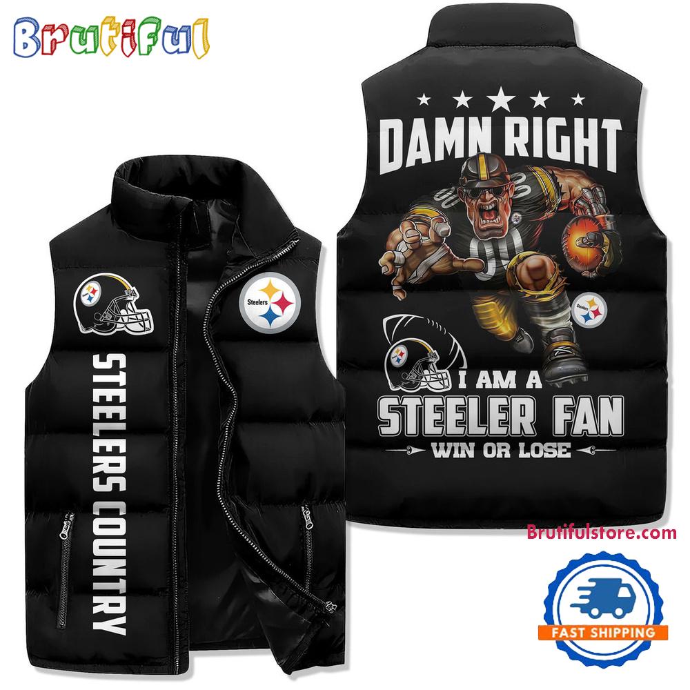 Sportswearmerch Pittsburgh Steelers NFL Sleeveless Puffer Jacket For Fan