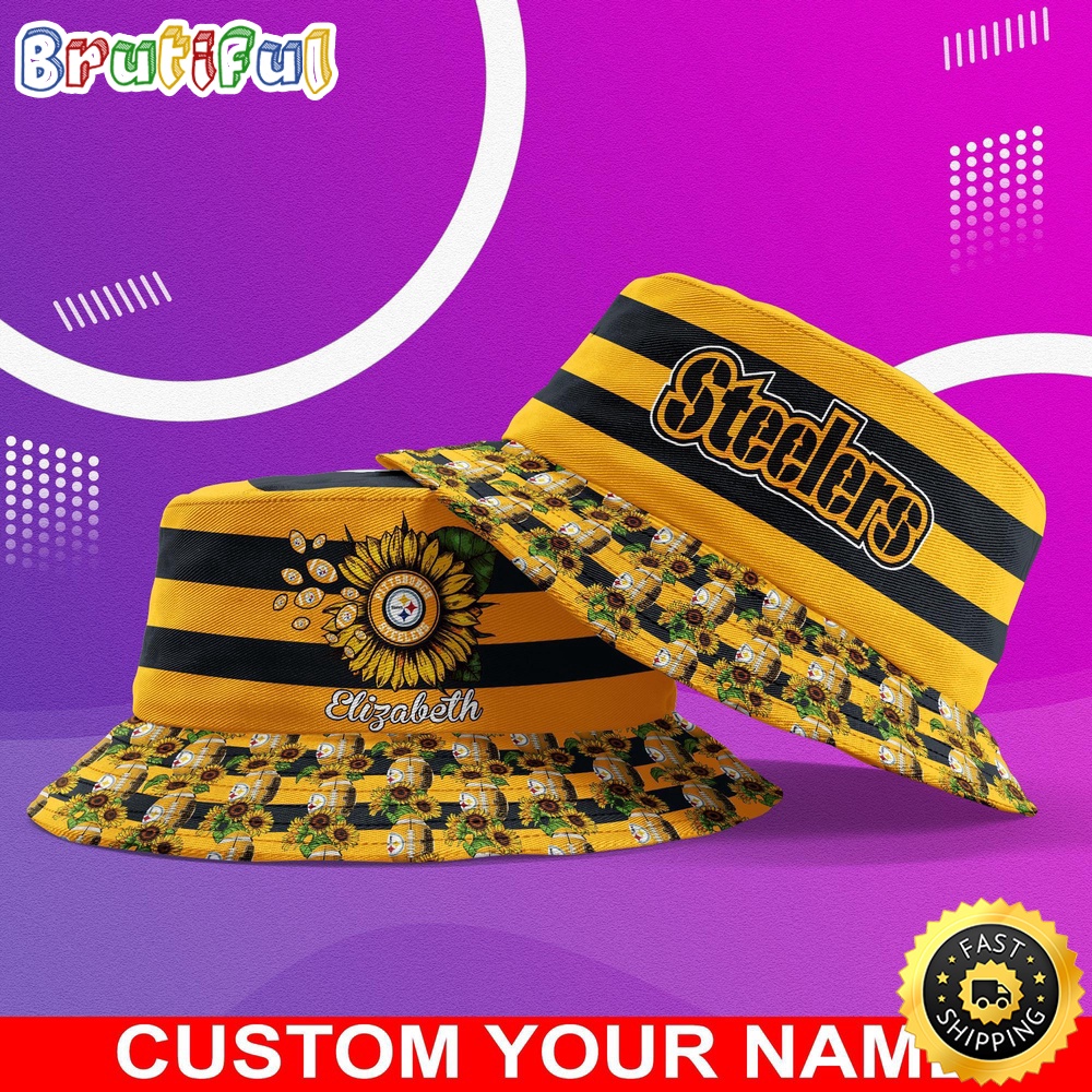 Sportswearmerch Pittsburgh Steelers NFL Sunflower Personalized Bucket Hat For Fan