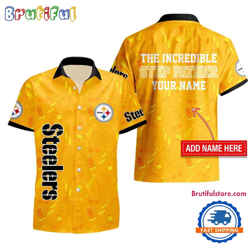 Sportswearmerch Pittsburgh Steelers NFL The Increadible Step Father's Day Personalized Hawaiian Shirt For Fan