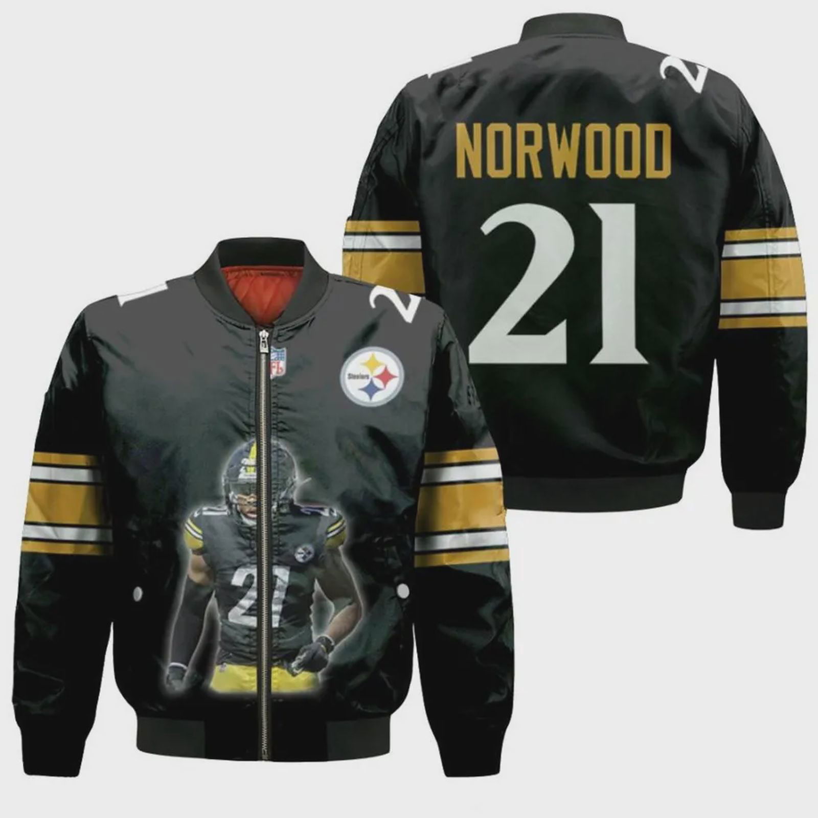 Sportswearmerch Pittsburgh Steelers NFL Tre Norwood Pattern Bomber Jacket For Fan