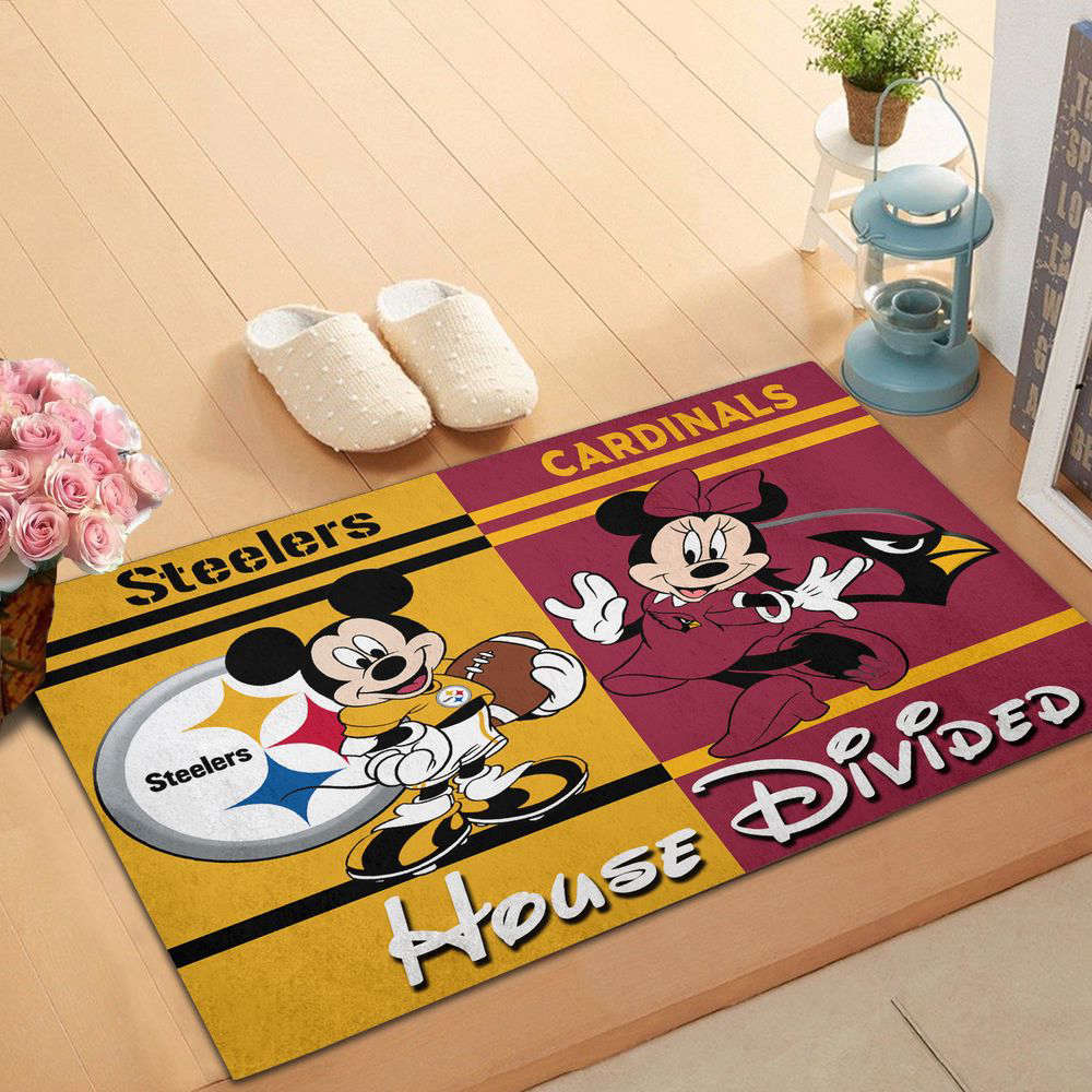 Sportswearmerch Pittsburgh Steelers NFL x Arizona Cardinals NFL x Mickey And Minnie Doormat For Fan