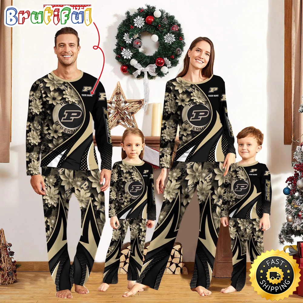 Sportswearmerch Purdue Boilermakers NCAA Flower Personalized Pajamas Family For Fan