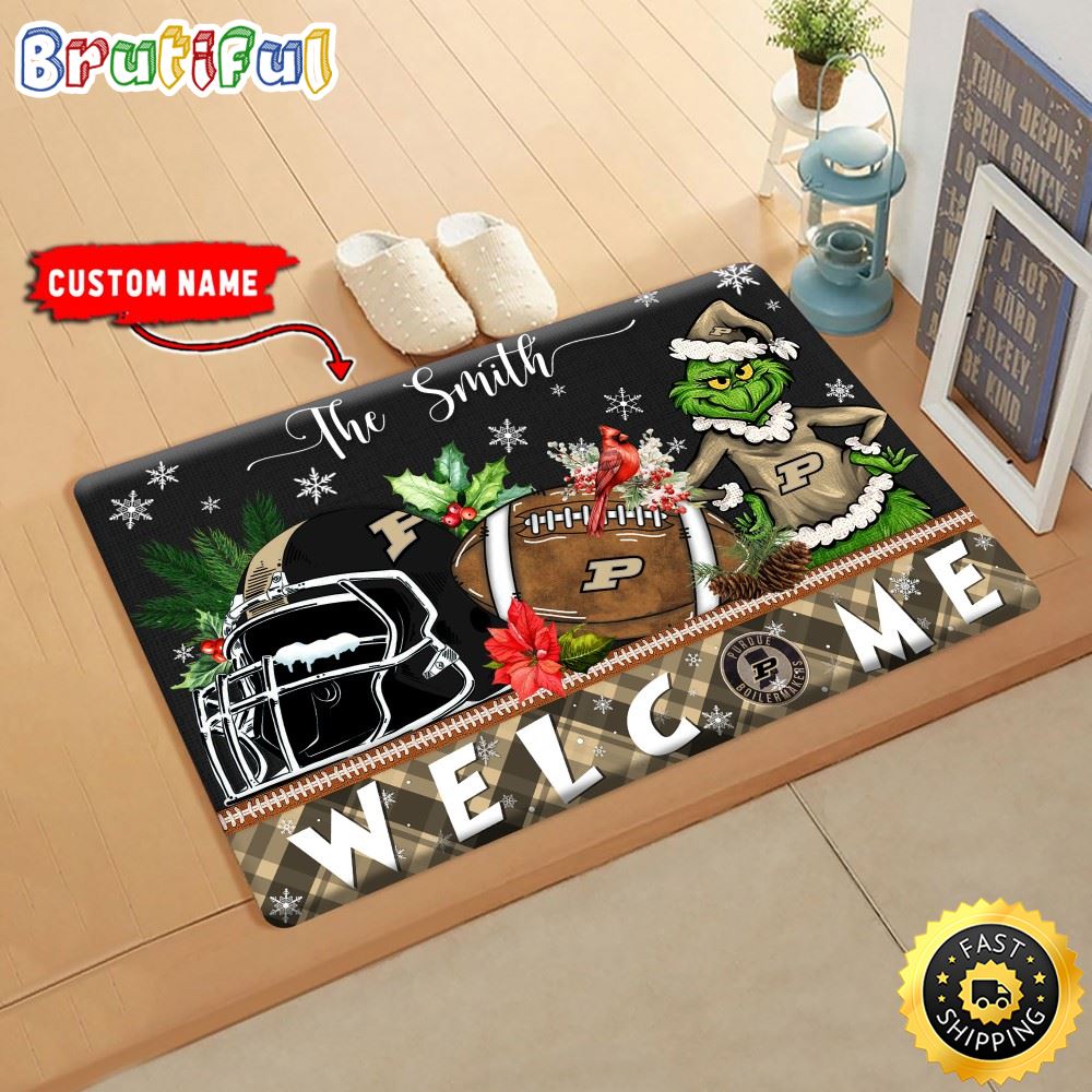 Sportswearmerch Purdue Boilermakers NCAA Grinch Christmas Doormat For Fan