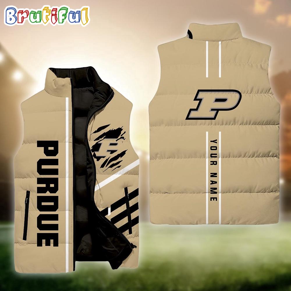 Sportswearmerch Purdue Boilermakers NCAA Personalized Sleeveless Down Puffer Jacket For Fan