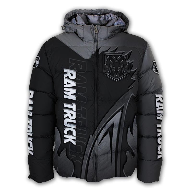 Sportswearmerch Ram Truck Car Personalized Puffer Jacket For Fan