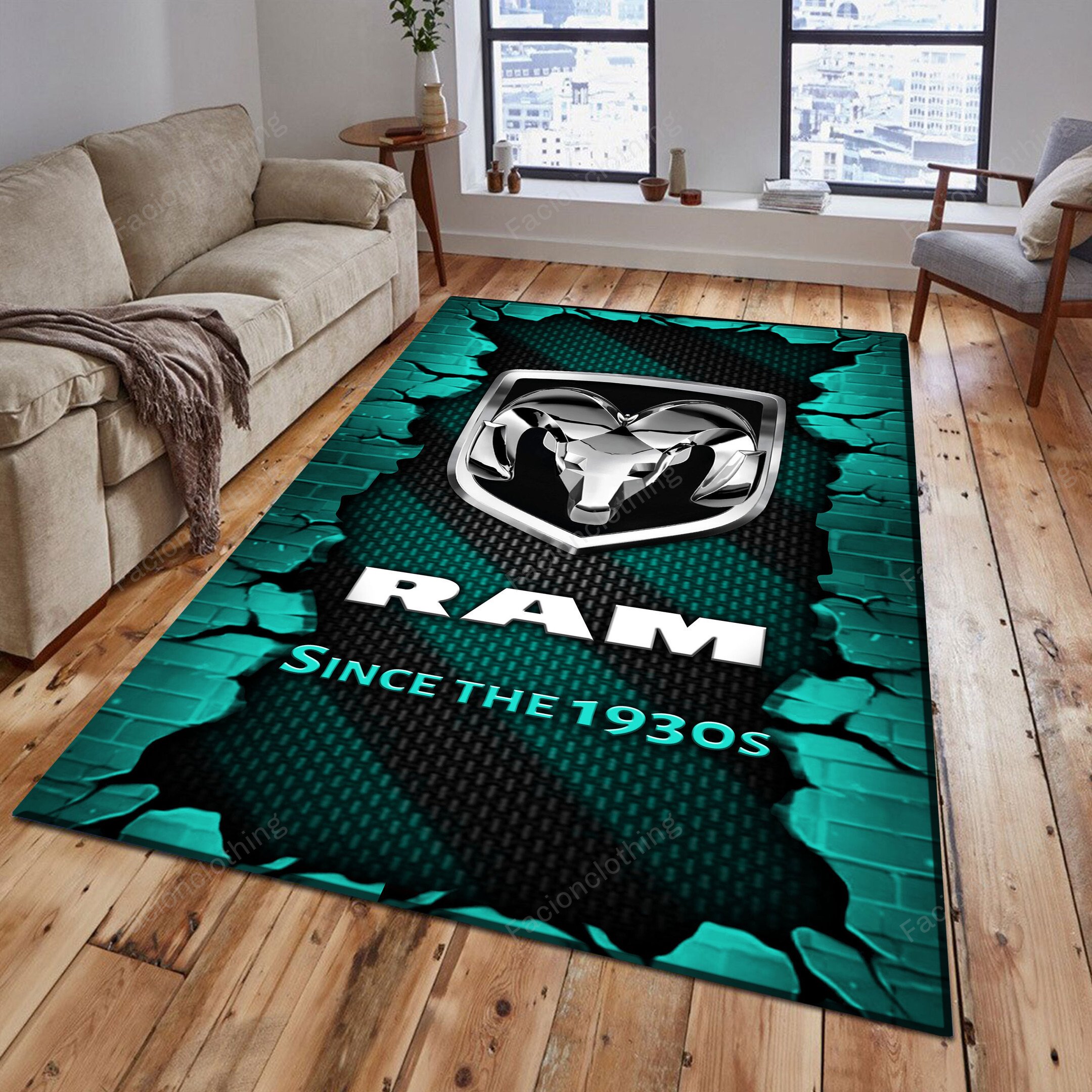 Sportswearmerch Ram Truck Car Personalized Rug For Fan