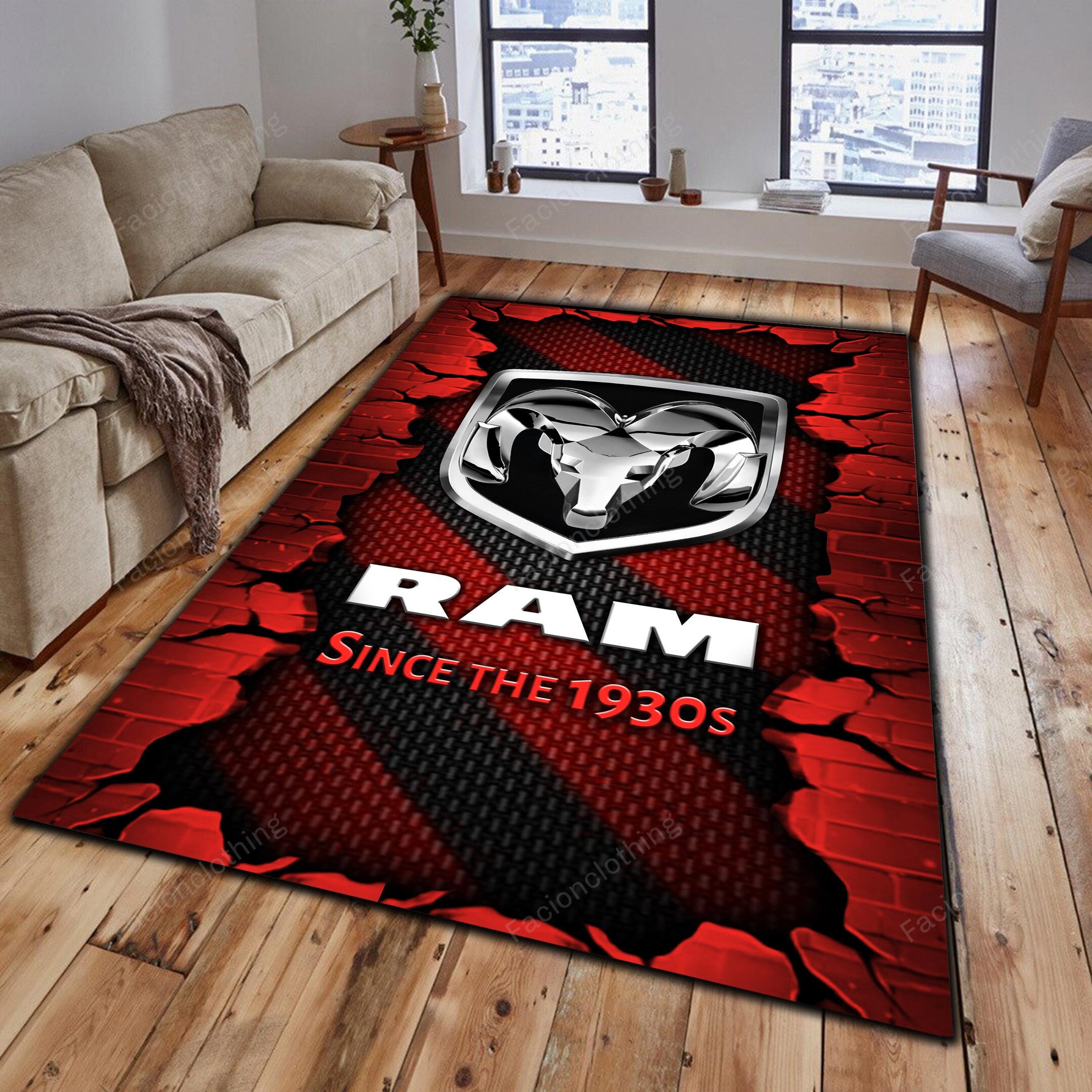 Sportswearmerch Ram Truck Car Personalized Rug For Fan