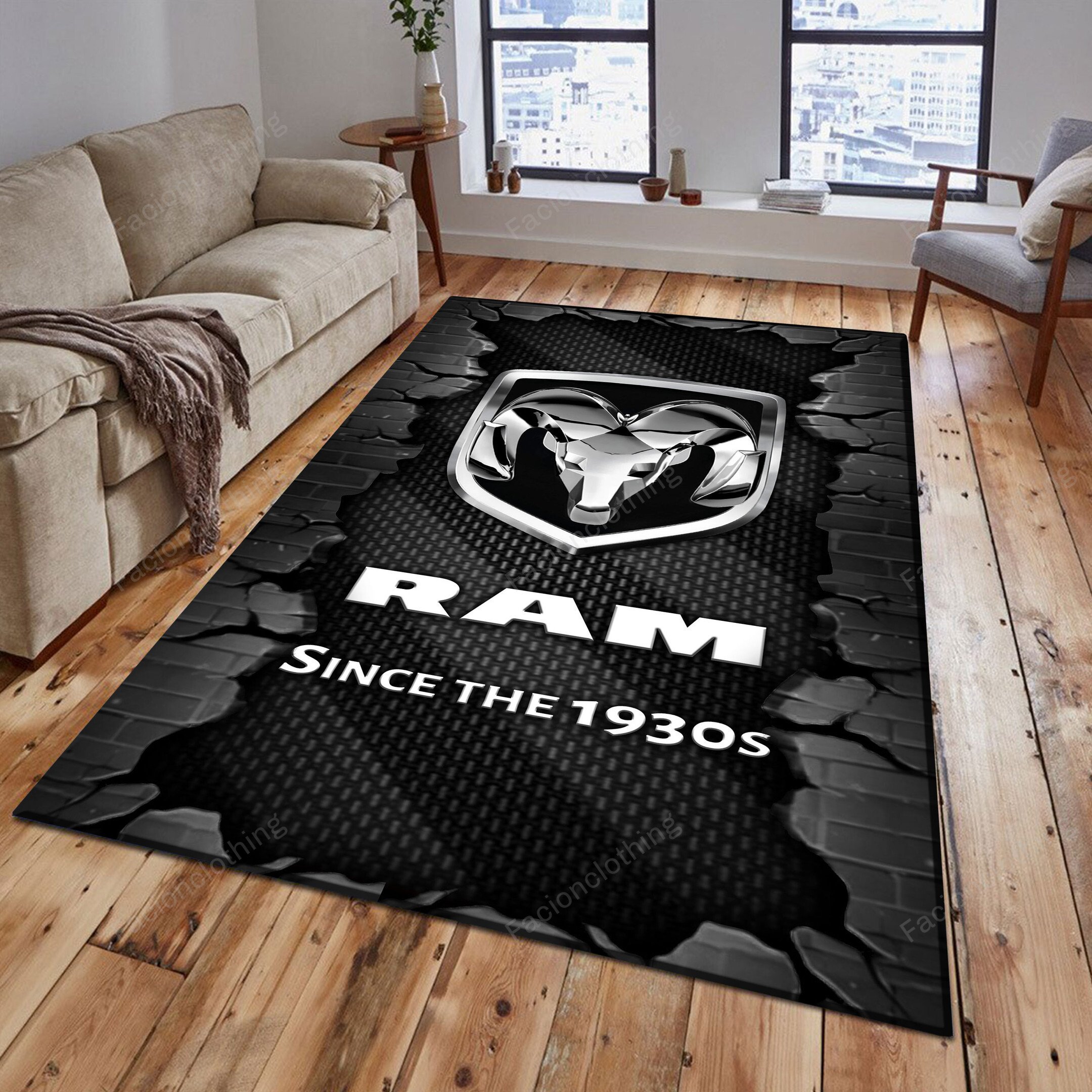 Sportswearmerch Ram Truck Car Personalized Rug For Fan