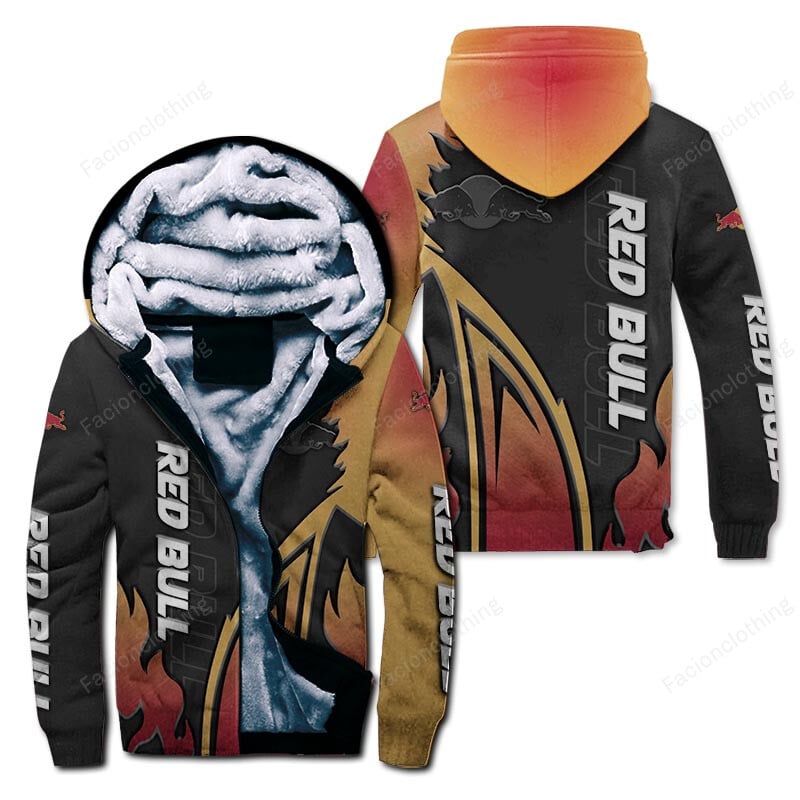 Sportswearmerch Red Bull Personalized Zip Hoodie Velvet Hoodie For Fan