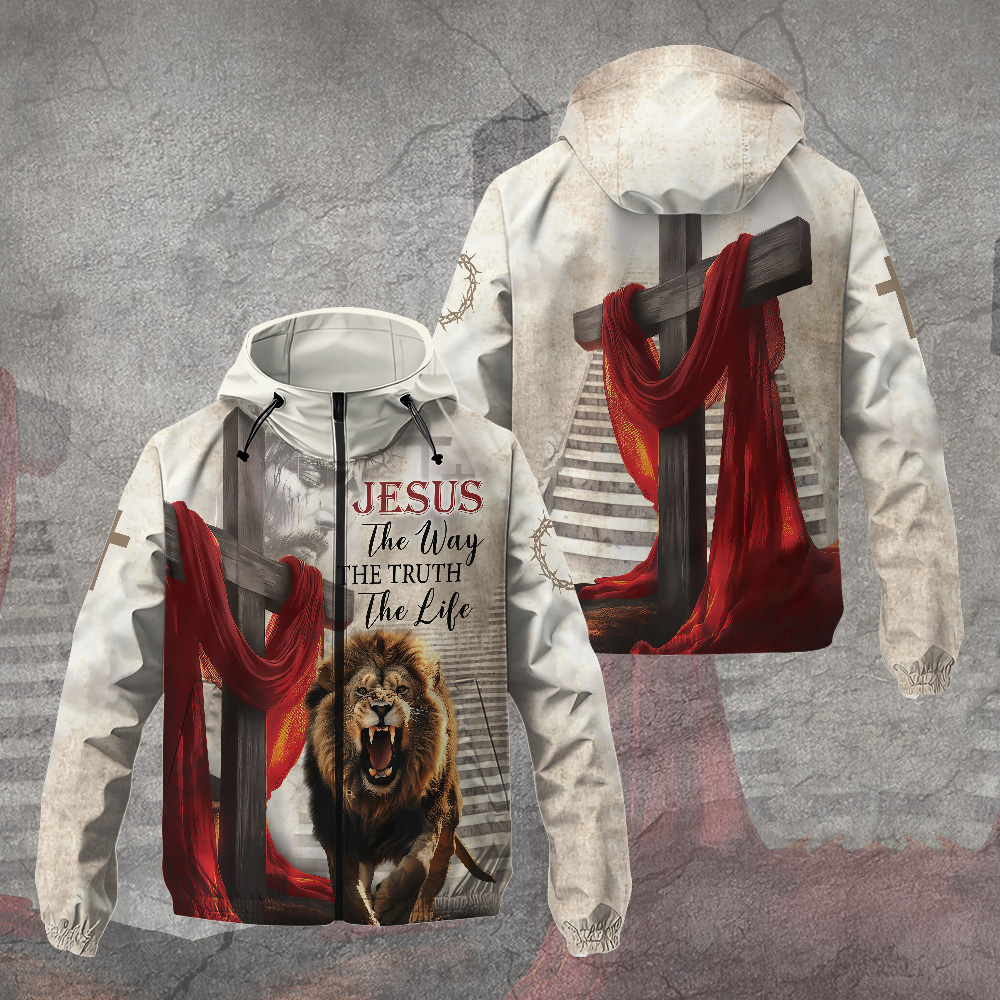 Sportswearmerch Resurrection Lion of Judah Christian Windbreaker Jacket For Fan