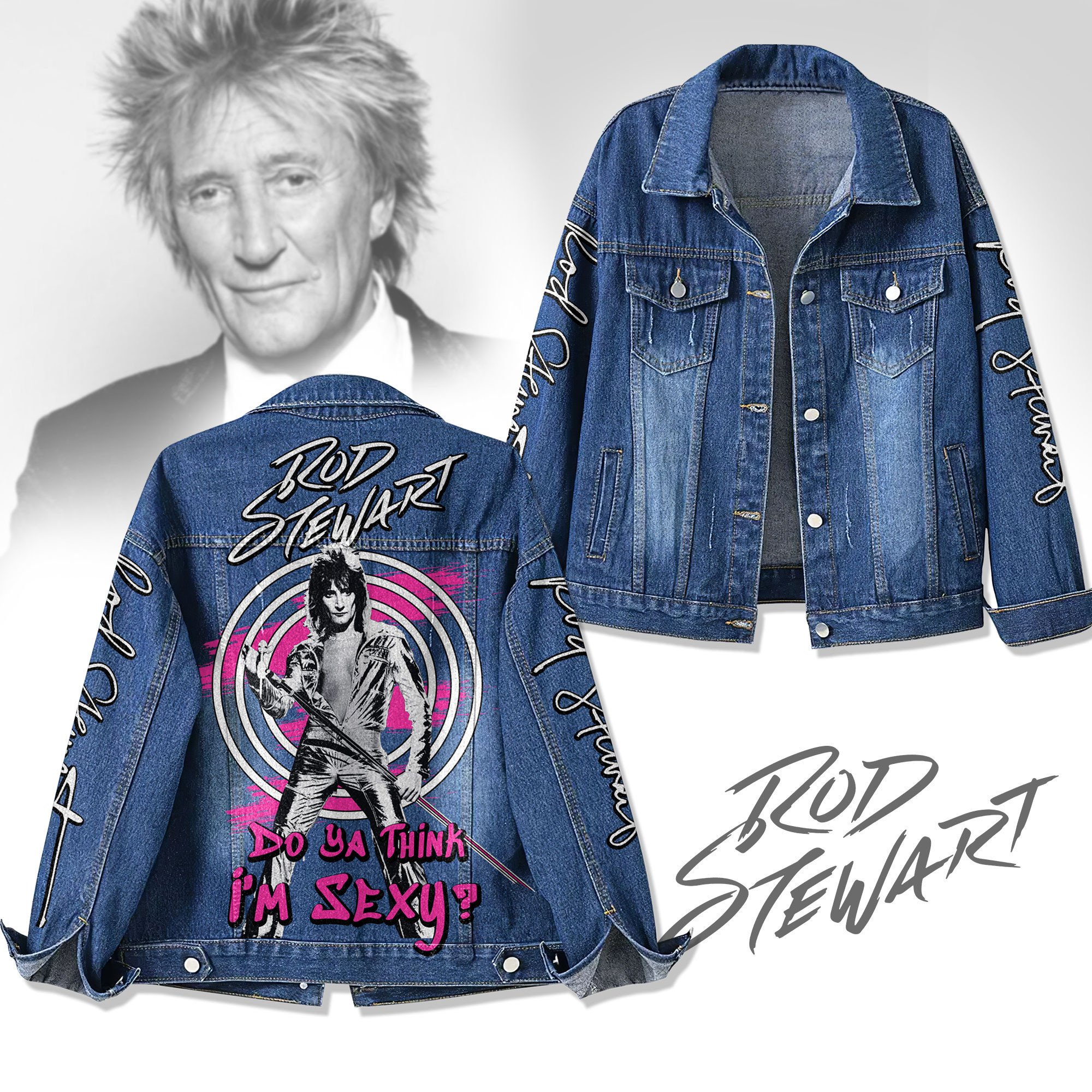 Sportswearmerch Rod Stewart Denim Jacket Gift For Fans