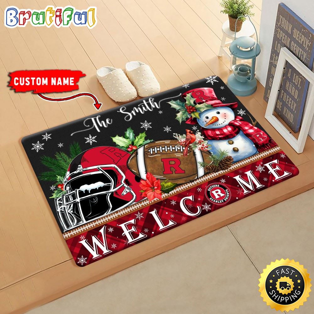 Sportswearmerch Rutgers Scarlet Knights NCAA Christmas Doormat For Fan