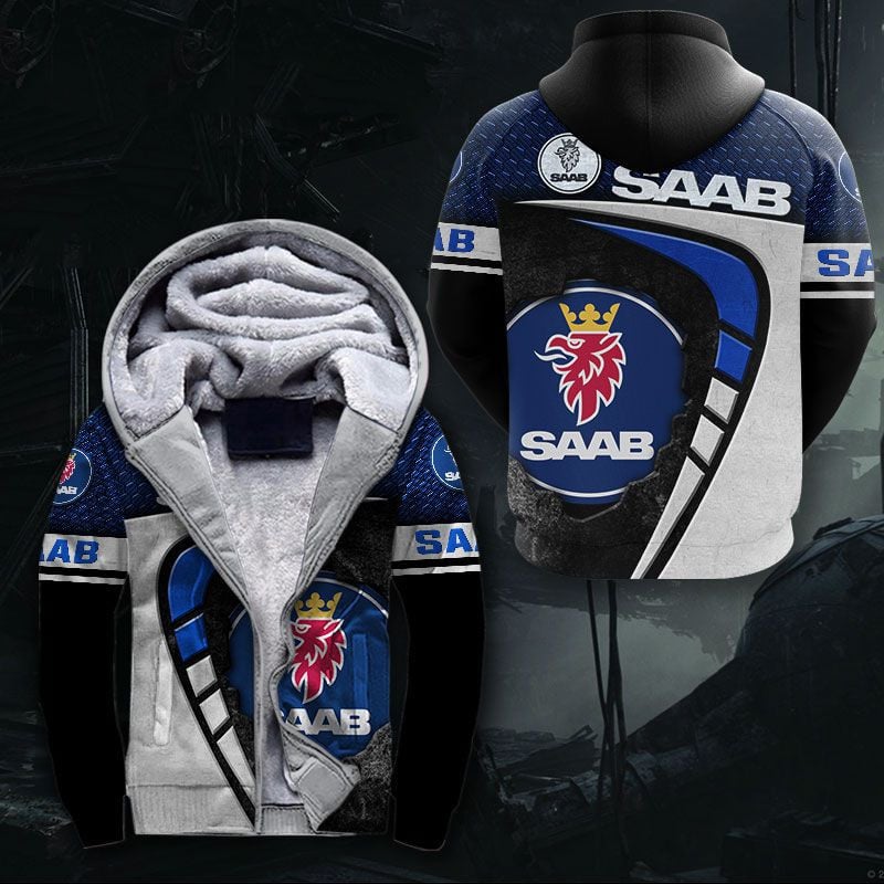 Sportswearmerch Saab Car Personalized Fashion Fleece Zip Hoodie Jacket For Fan