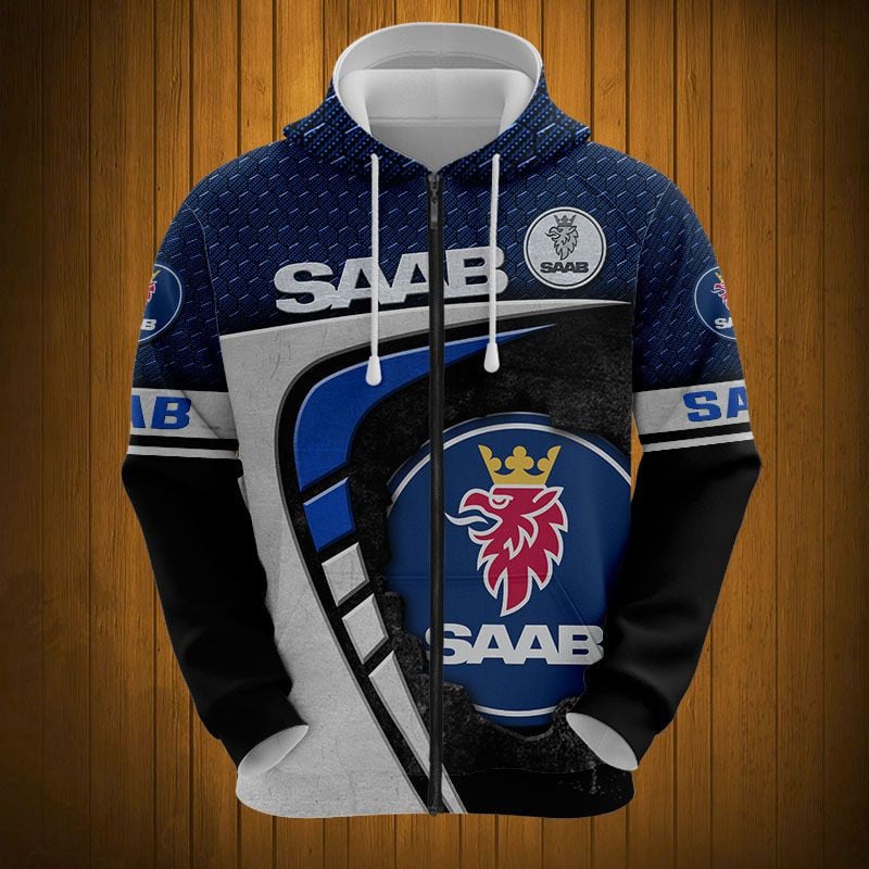 Sportswearmerch Saab Car Personalized Fashion Zip Hoodie For Fan