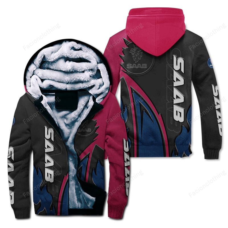 Sportswearmerch Saab Car Personalized Zip Hoodie Velvet Hoodie For Fan
