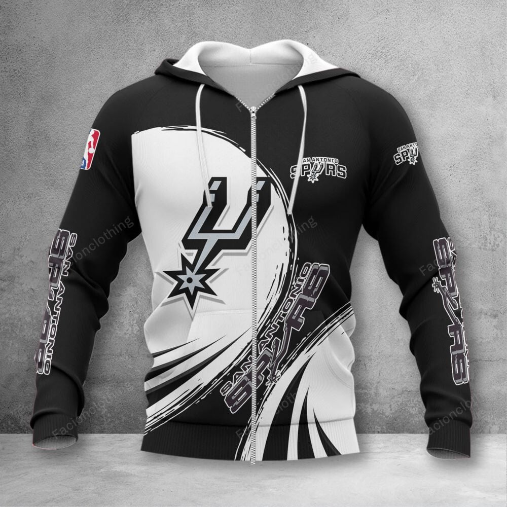 Sportswearmerch San Antonio Spurs NBA Personalized Zip Hoodie For Fan