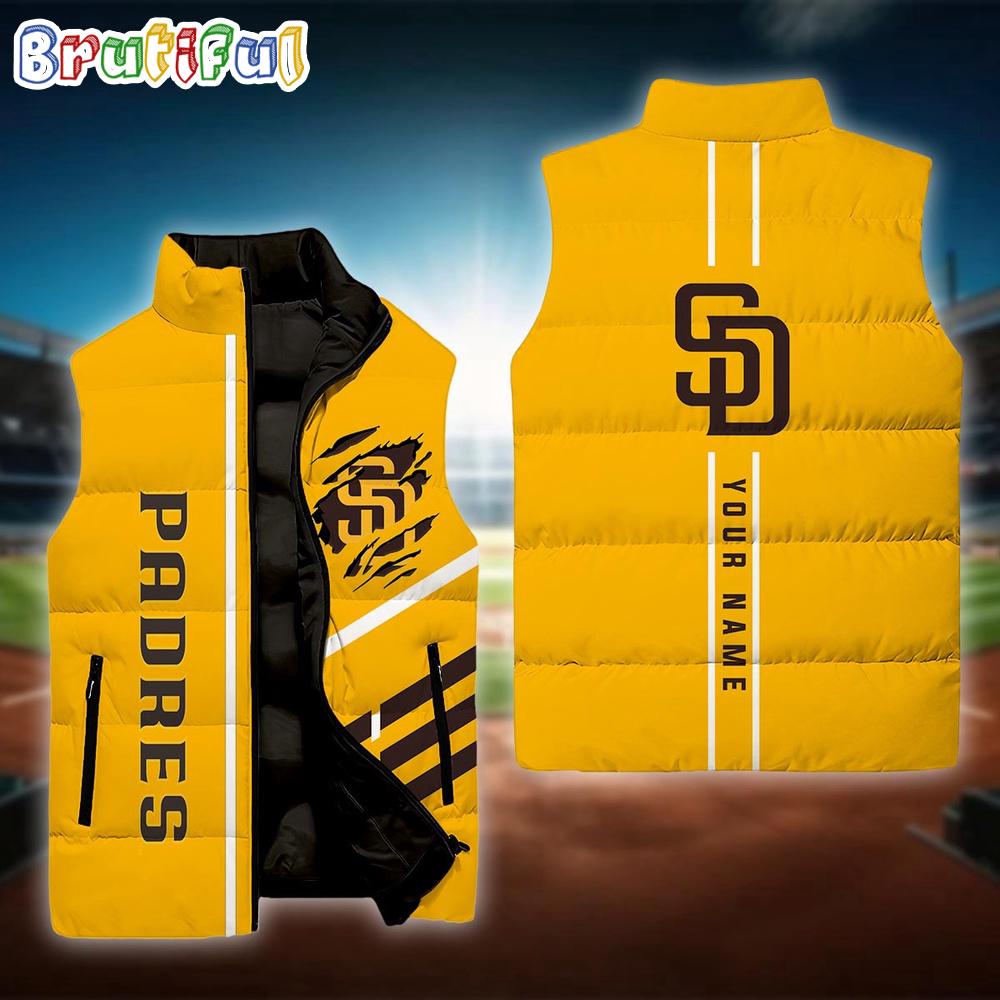 Sportswearmerch San Diego Padres MLB Personalized Sleeveless Down Puffer Jacket For Fan