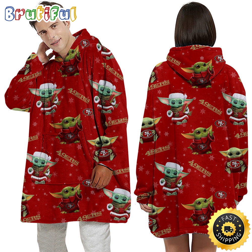 Sportswearmerch San Francisco 49ers NFL Baby Yoda Personalized Blaket Hoodie For Fan
