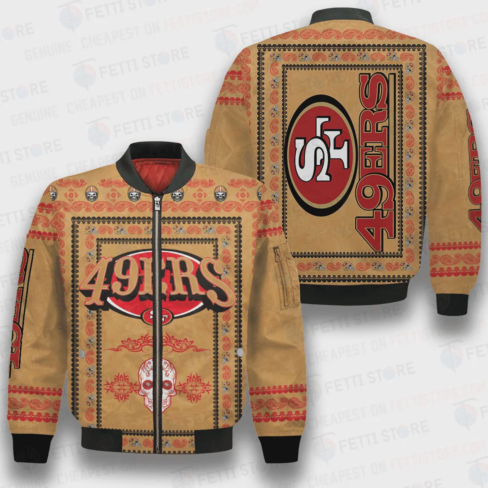Sportswearmerch San Francisco 49ers NFL Classic Pattern Bomber Jacket For Fan