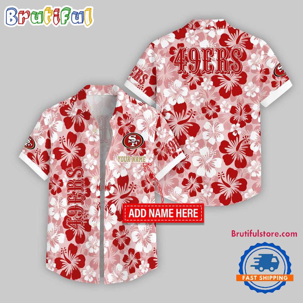 Sportswearmerch San Francisco 49ers NFL Flower Palm Tree Personalized Hawaiian Shirt For Fan
