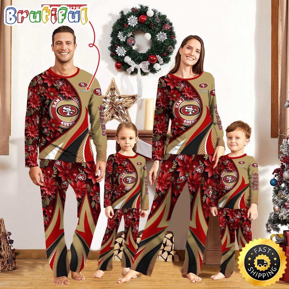 Sportswearmerch San Francisco 49ers NFL Flower Personalized Pajamas Family For Fan