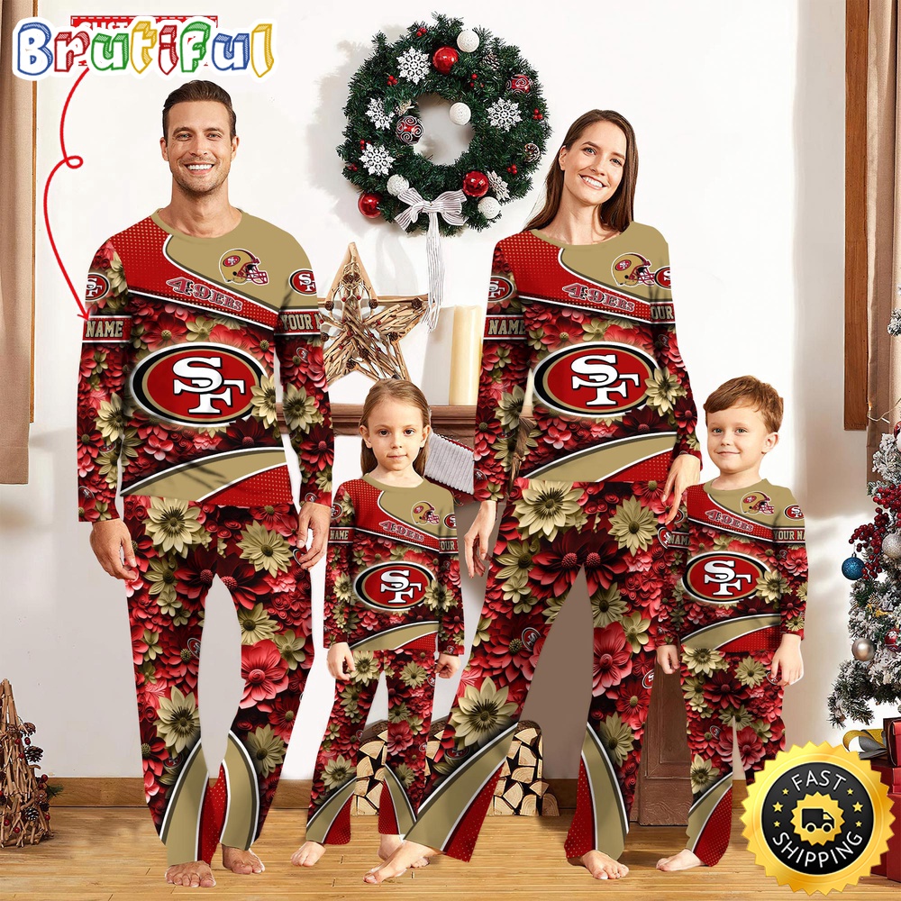 Sportswearmerch San Francisco 49ers NFL Flower Sports Personalized Pajamas Family For Fan