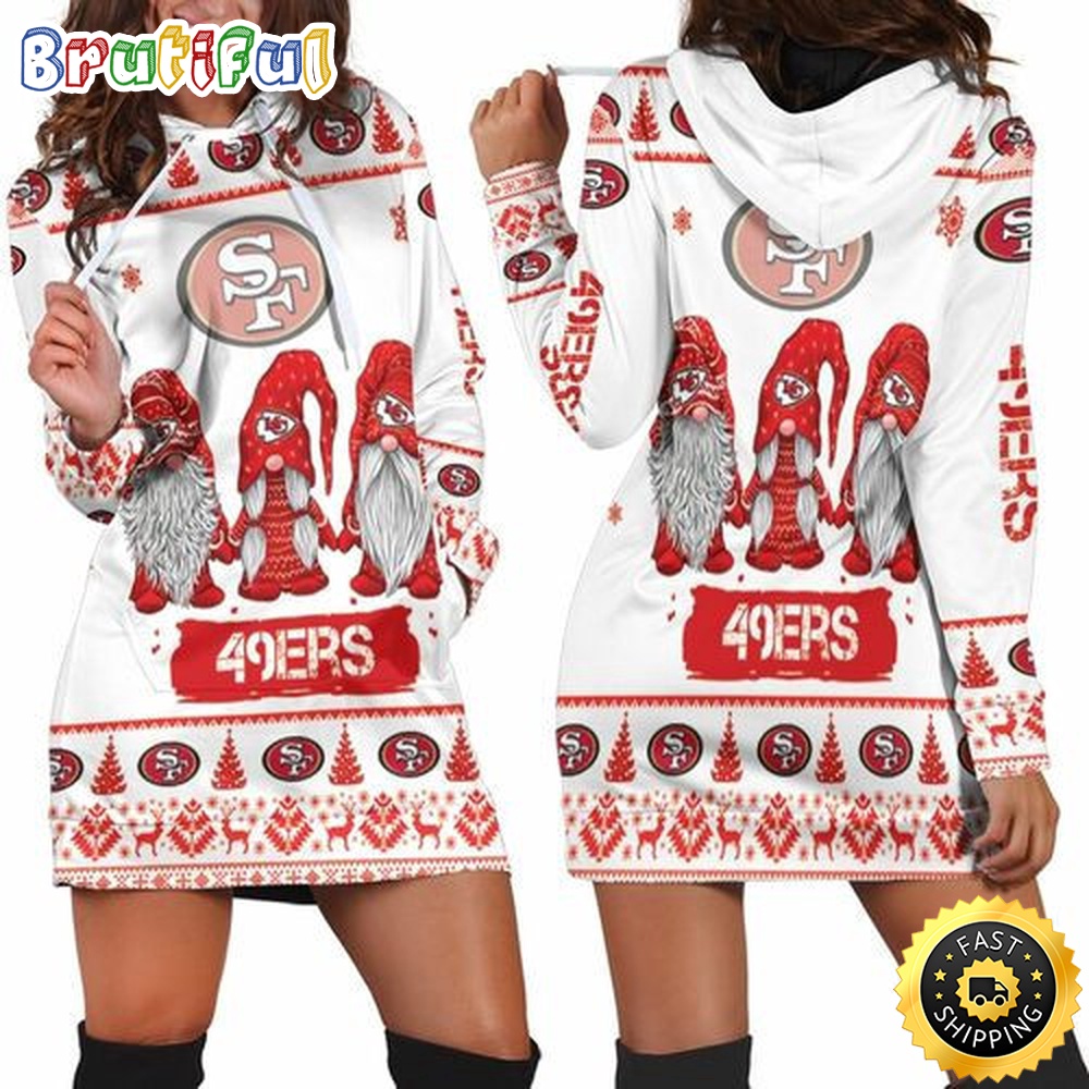 Sportswearmerch San Francisco 49ers NFL Gnomes Hoodie Dress For Fan