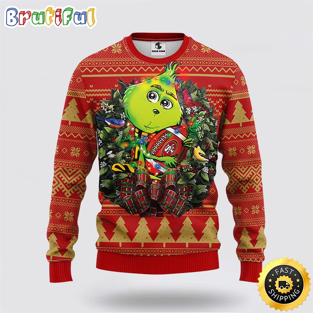 Sportswearmerch San Francisco 49ers NFL Grinch Hug Ugly Christmas Sweater For Fan