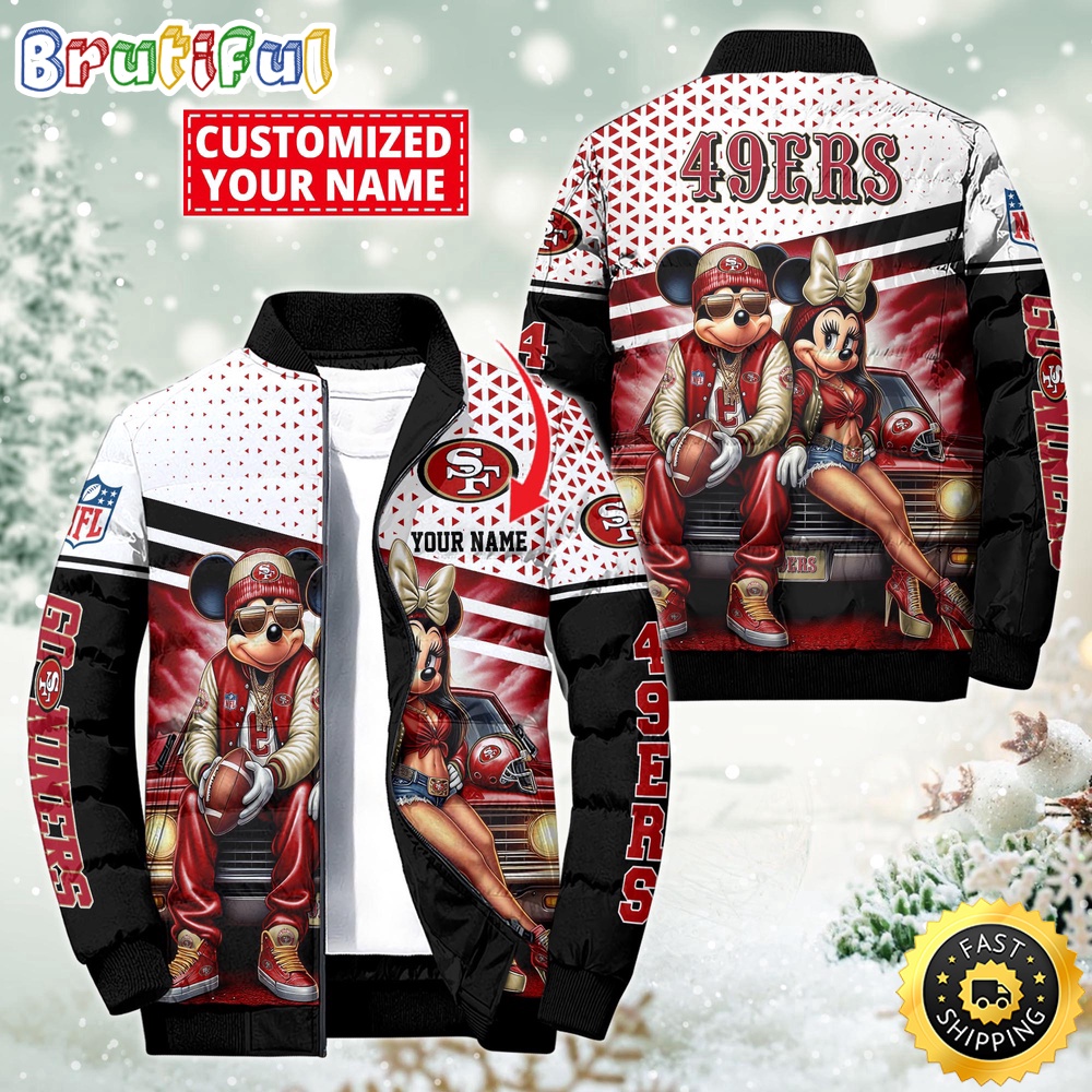 Sportswearmerch San Francisco 49ers NFL Mickey Minnie Puffer Jacket For Fan