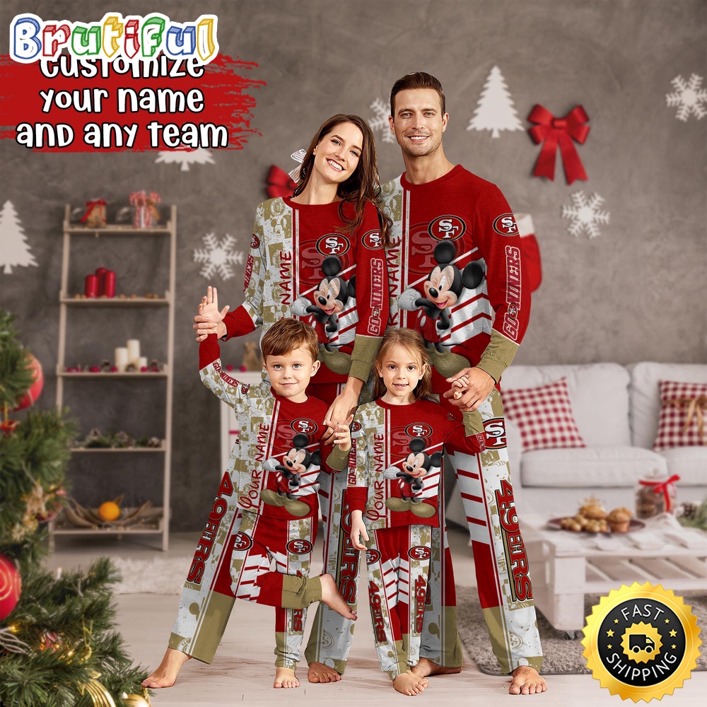 Sportswearmerch San Francisco 49ers NFL Mickey Mouse Personalized Pajamas Family For Fan