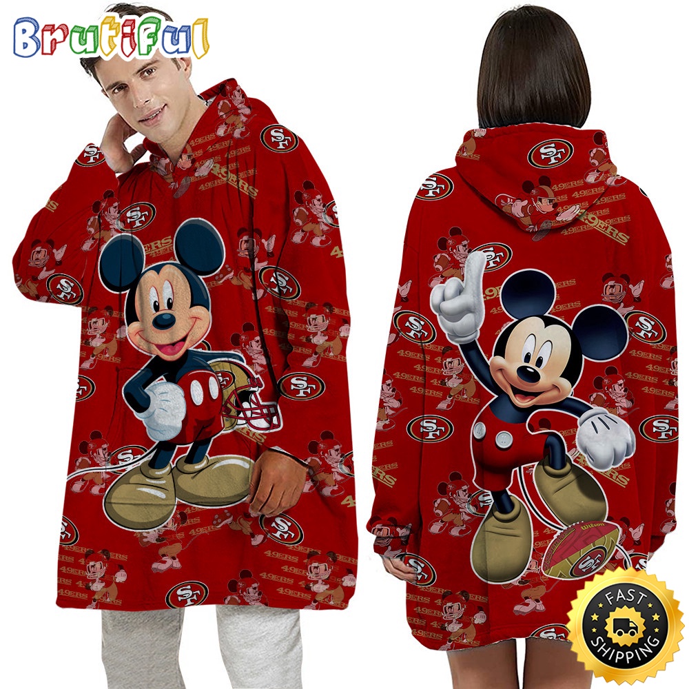 Sportswearmerch San Francisco 49ers NFL Mouse Lover Personalized Blaket Hoodie For Fan