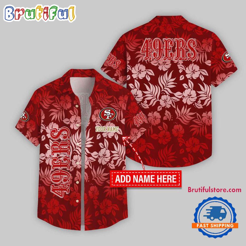 Sportswearmerch San Francisco 49ers NFL Night Flower Pattern Personalized Personalized Hawaiian Shirt For Fan