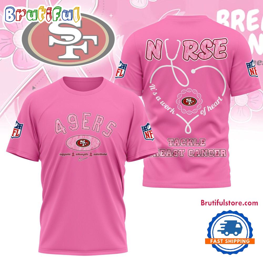 Sportswearmerch San Francisco 49ers NFL Nurse Breast Cancer Awareness T-shirt For Fan