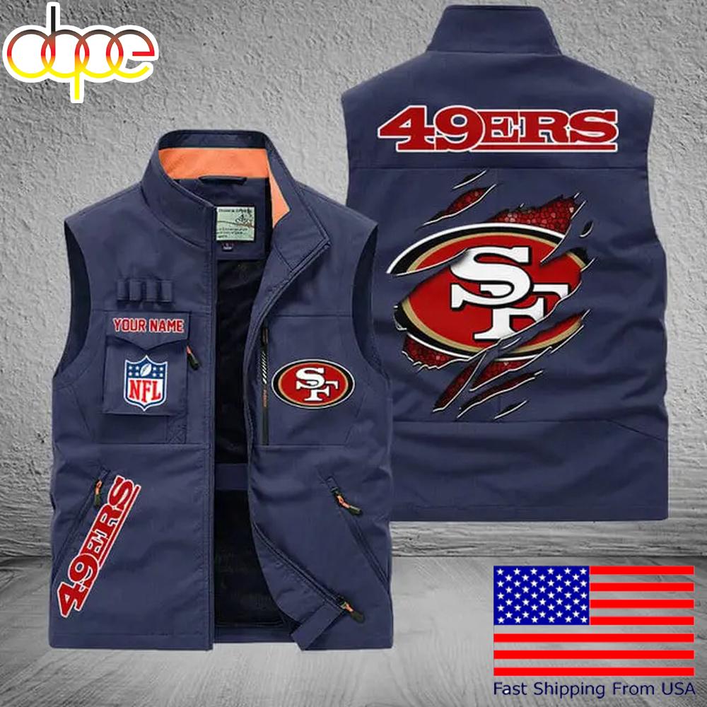 Sportswearmerch San Francisco 49ers NFL On Back Personalized Pocket Vest For Fan