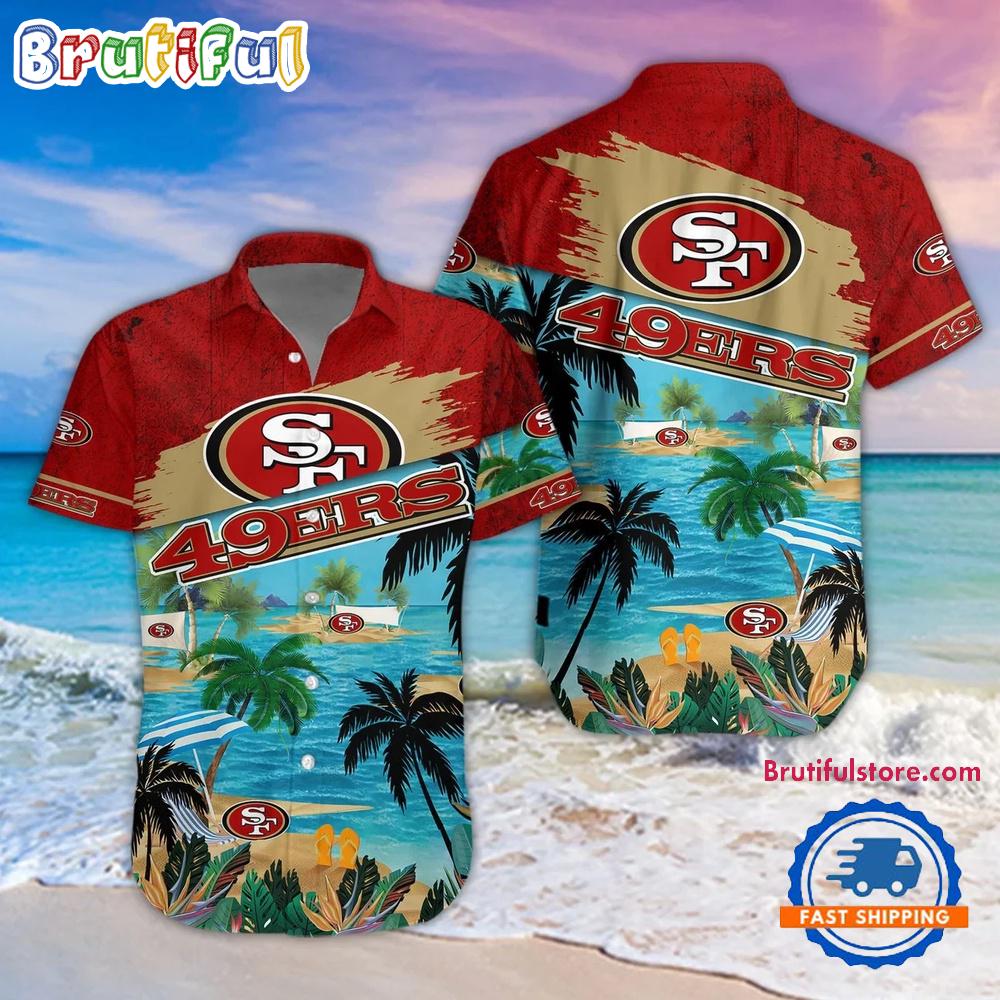 Sportswearmerch San Francisco 49ers NFL Palm Tree Summer Beach Personalized Hawaiian Shirt For Fan