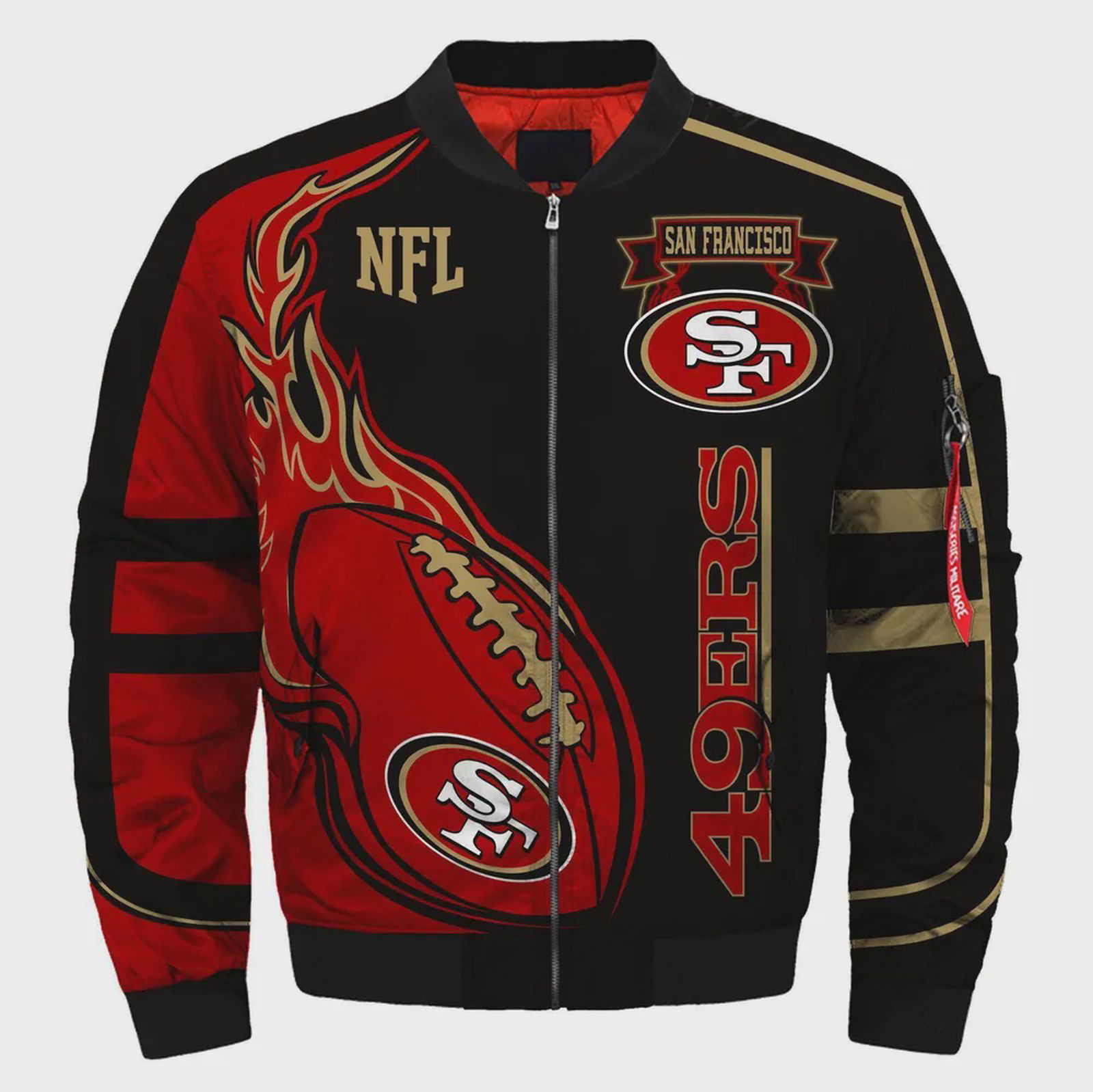 Sportswearmerch San Francisco 49ers NFL Pattern Bomber Jacket For Fan
