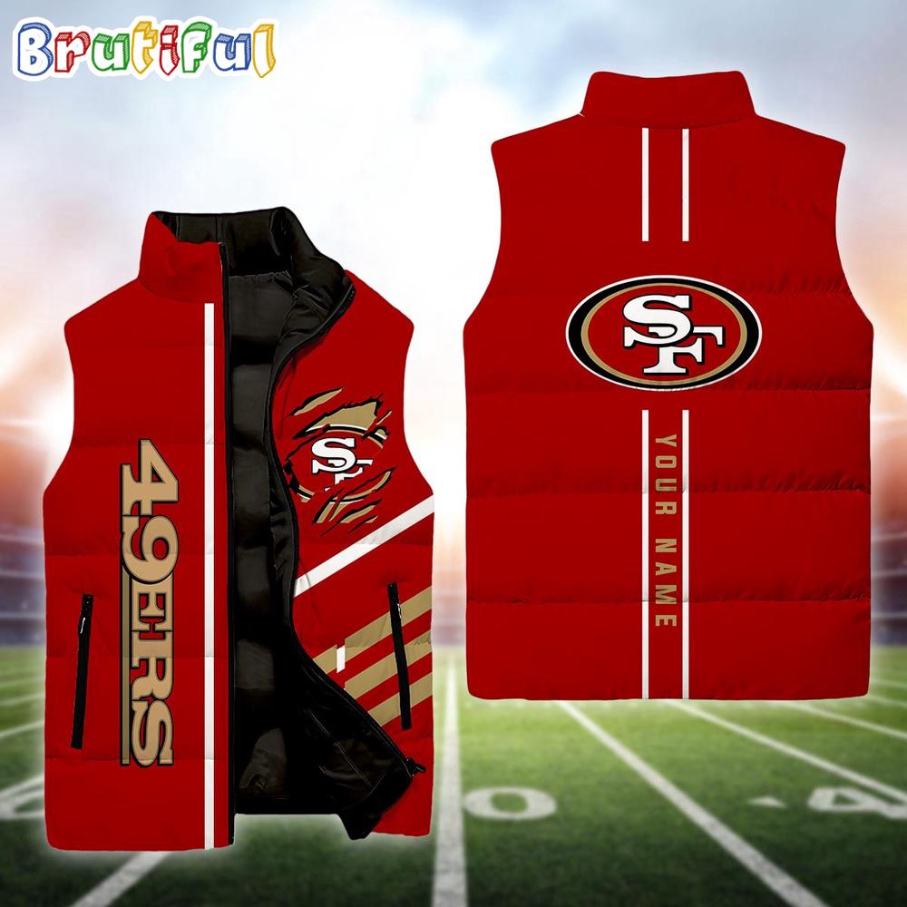 Sportswearmerch San Francisco 49ers NFL Personalized Sleeveless Down Puffer Jacket For Fan