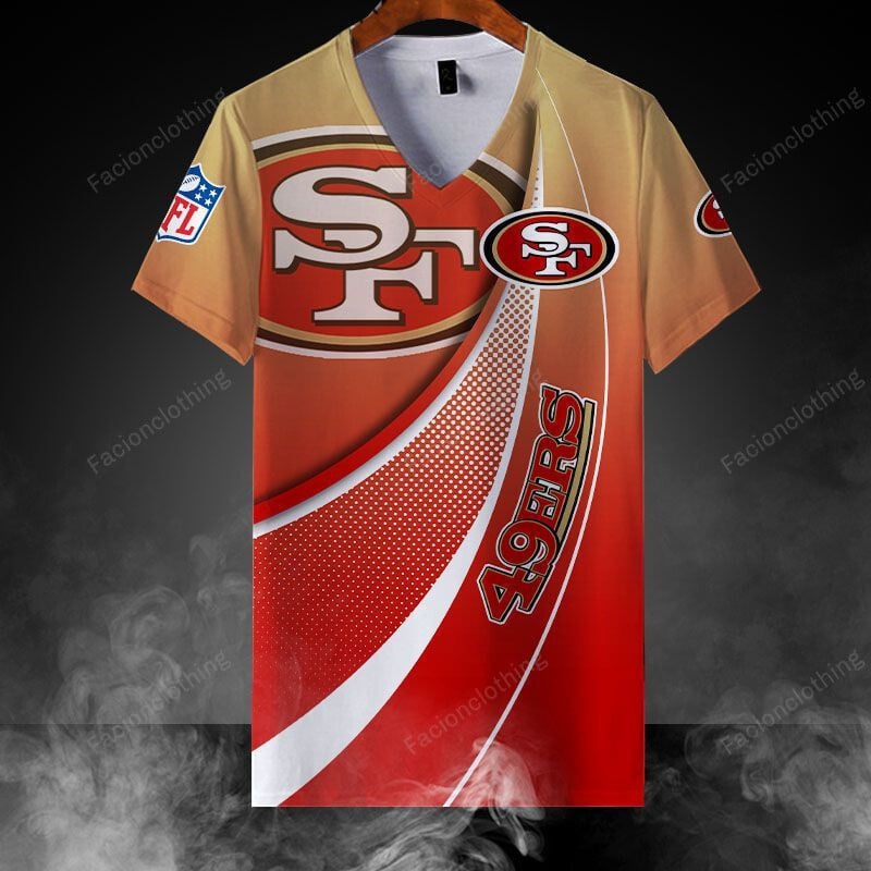 Sportswearmerch San Francisco 49ers NFL Personalized V-neck Women T-shirt For Fan