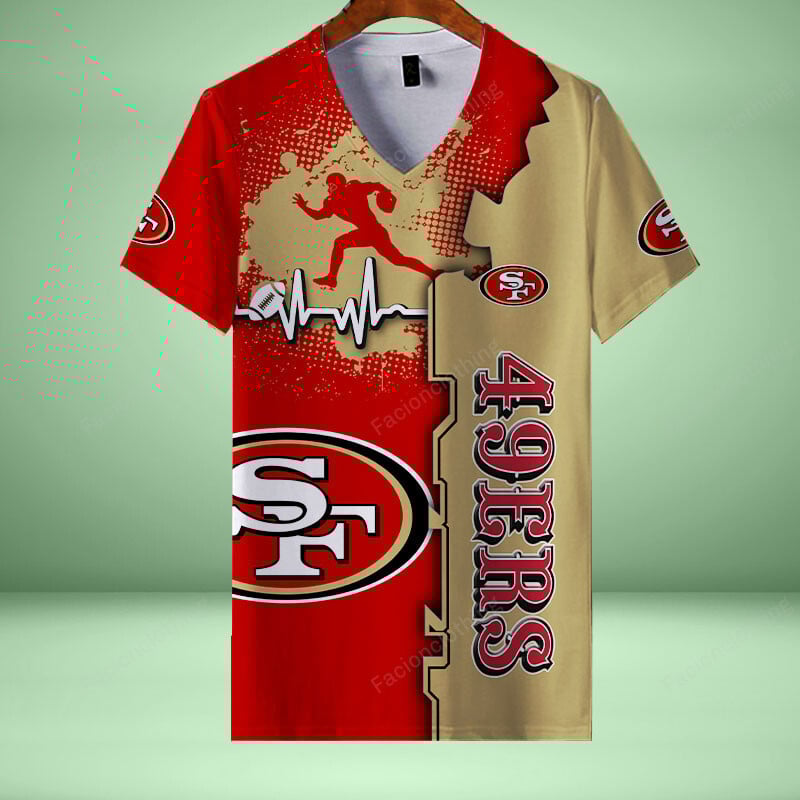 Sportswearmerch San Francisco 49ers NFL Personalized V-neck Women T-shirt For Fan