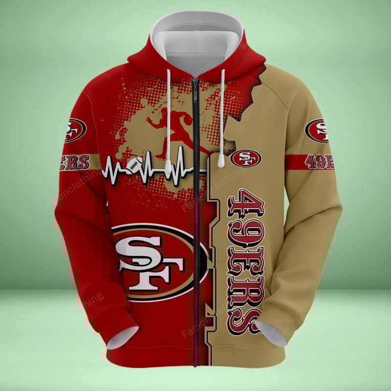 Sportswearmerch San Francisco 49ers NFL Personalized Zip Hoodie For Fan