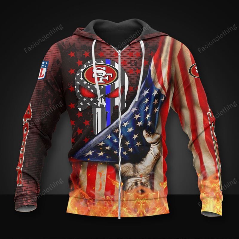 Sportswearmerch San Francisco 49ers NFL Personalized Zip Hoodie For Fan